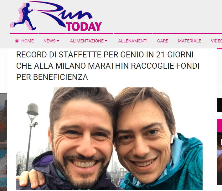 Run Today parla di Genio in 21 Giorni Milano Marathon